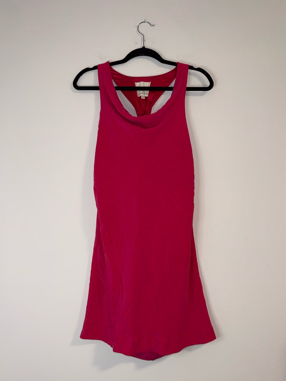 Madison Marcus Hot Pink 100% Silk Cowl Neck Bow Tied Racer Back Mini Dress Sz M